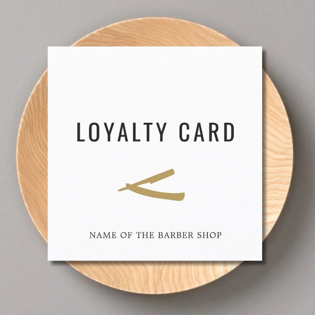 Elegant White Faux Gold Razor Loyalty Card Treuekarte (Von Creator hochgeladen)