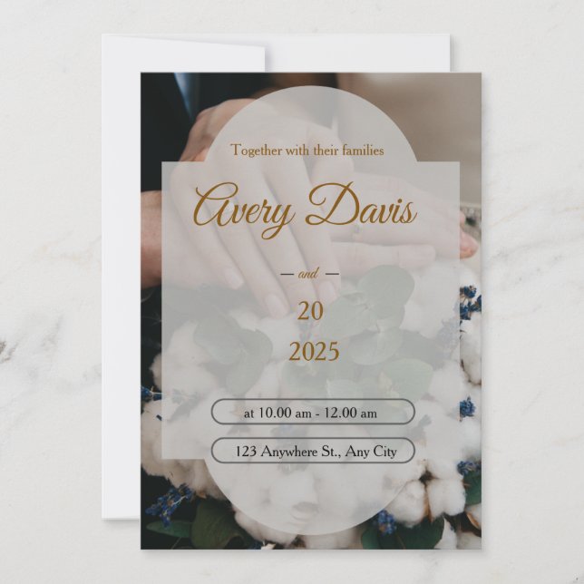 Elegant White Floral Boho Wedding Invitation  Einladung (Vorderseite)