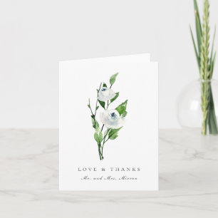 Elegant White Floral Bouquet Wedding Vielen Dank Dankeskarte