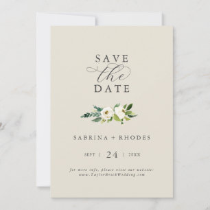 Elegant White Floral   Champagner Save the Date