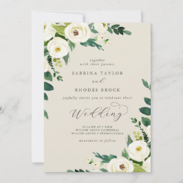 Elegant White Floral | ChampagnerWedding Einladung