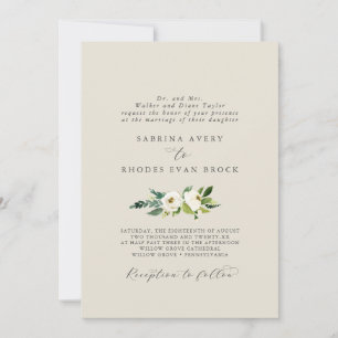 Elegant White Floral   Feierliche Hochzeit mit Cha Einladung