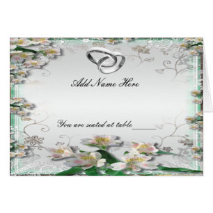 Elegant White Floral Folded Table Place Card