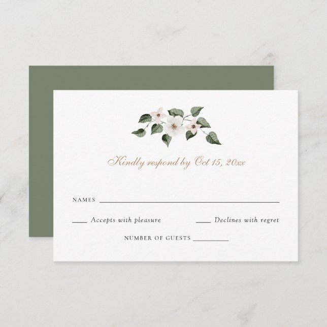 Elegant White Floral Greenery Ivy Wedding RSVP Einladung (Vorne/Hinten)