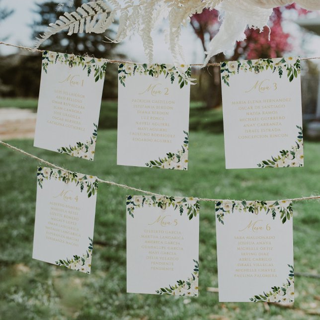 Elegant White Floral | Hochzeit Tischnummer (Von Creator hochgeladen)