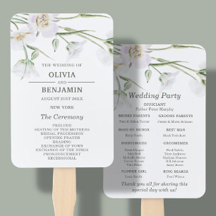 Elegant White Floral   Hochzeitsprogramm Fächer