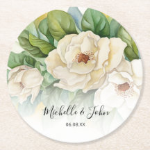 Elegant White Floral Magnolia nennt Script Wedding