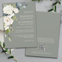 Elegant White Floral on Sage Green Wedding