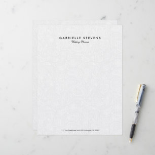 Elegant White Floral Paisley Lace Letterhead Briefbogen