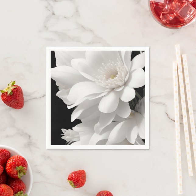 Elegant White Floral Paper Napkins Serviette (Beispiel)