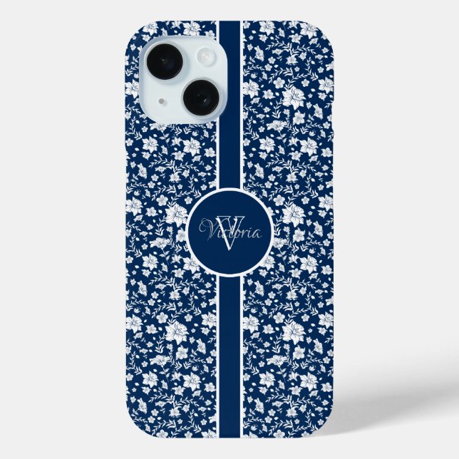 Elegant White Floral Personalisiert iPhone Case (Rückseite)