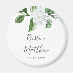 Elegant White Floral Sage Greenerity Wreath Weddin Magnet
