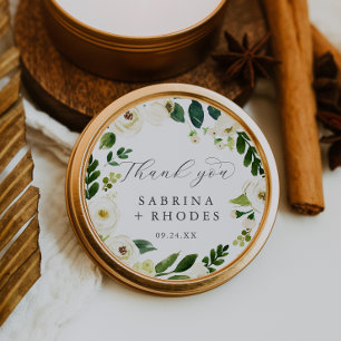 Elegant White Floral Vielen Dank Gastgeschenk Hoch Runder Aufkleber