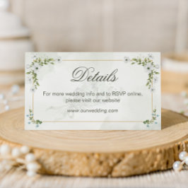 Elegant White Floral Wedding Details Card QR Code Begleitkarte