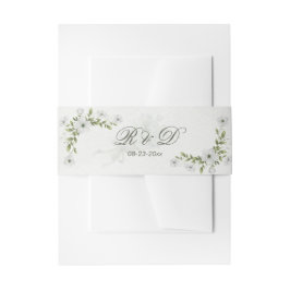 Elegant White Floral Wedding Monogram Einladungsbanderole