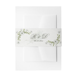 Elegant White Floral Wedding Monogram Einladungsbanderole