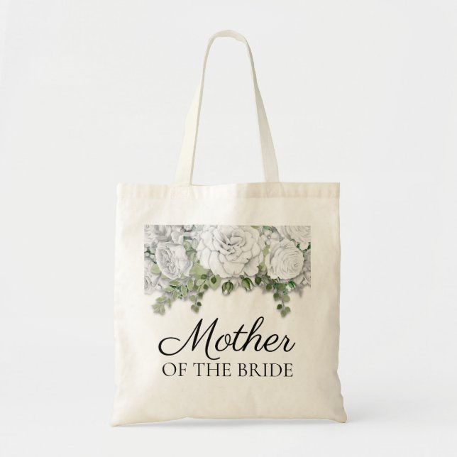 Elegant White Floral Wedding Mother of Bride Tragetasche (Vorne)