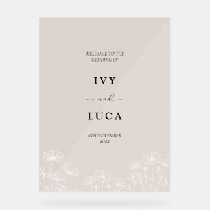 Elegant White Floral Wedding Names Acrylschild