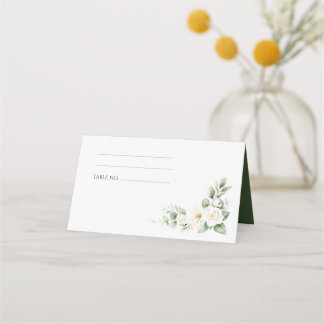 Elegant White Floral Wedding Place Card Platzkarte