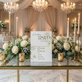 Elegant White Floral Wedding RSVP Card