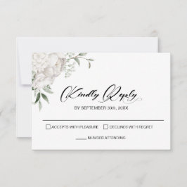 Elegant White Floral Wedding RSVP Karte