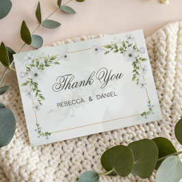 Elegant White Floral Wedding Thank You Card Dankeskarte