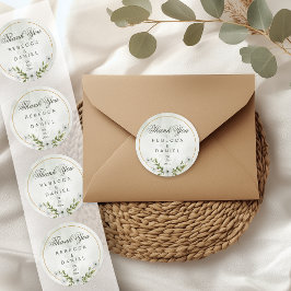 Elegant White Floral Wedding Thank You Sticker