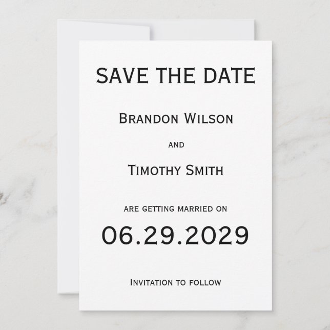 Elegant White Gay Wedding Save The Date Card Einladung (Rückseite)