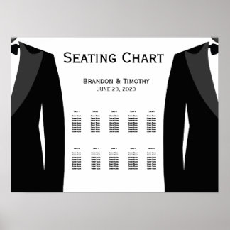 Elegant White Gay Wedding Seating Chart Poster