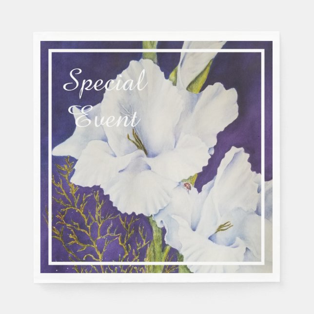 ELEGANT White GLADIOLA PARTY Serviette (Vorderseite)
