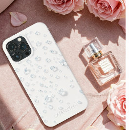 Elegant White Glitter Phone Case with Custom Name
