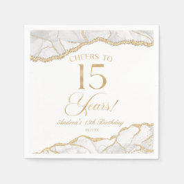 Elegant White Gold Agate 15. Geburtstagsparty Serviette