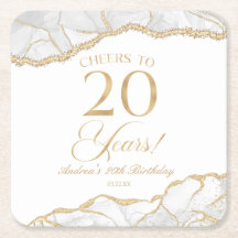 Elegant White Gold Agate 20. Geburtstagsparty