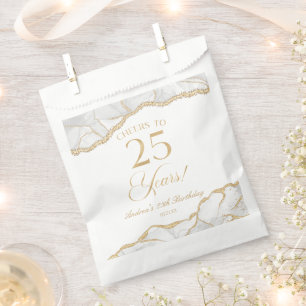 Elegant White Gold Agate 25. Geburtstagsparty Geschenktütchen