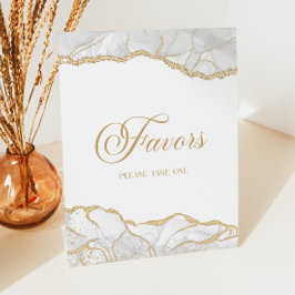 Elegant White Gold Agate Party Favors Sockelschild