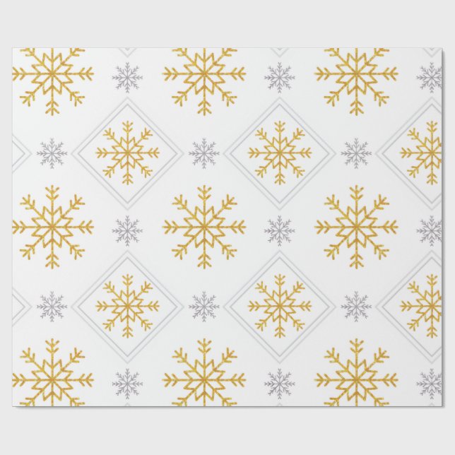 Elegant White, Gold and Silver Christmas Wrapping  Geschenkpapier (Flach)