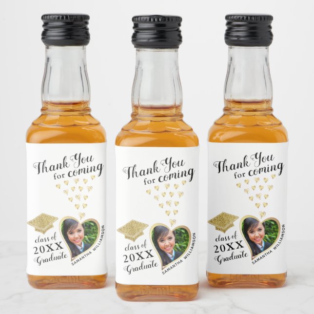 Elegant White Gold Black Vielen Dank 2025 Abschlus Alkoholflaschenetikett (Flaschen)