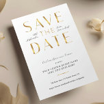 Elegant White & Gold Business Event Corporate Save The Date<br><div class="desc">Create stylish event Save the Date cards for your business with this elegant faux gold Company Event Invitation design. This white and gold effect company save the date invite is great to use for a gala night, anniversary company event, dinner & drinks evens and more! Featuring bold gold typography design,...</div>