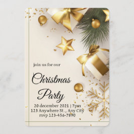 Elegant White & Gold Christmas Party Invitation Einladung
