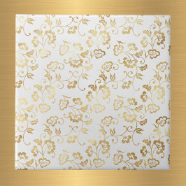 Elegant White Gold Floral Fliese