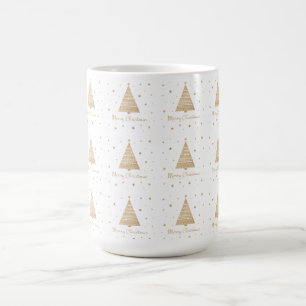 Elegant White Gold Frohe Weihnachtsbaumstars  Kaffeetasse