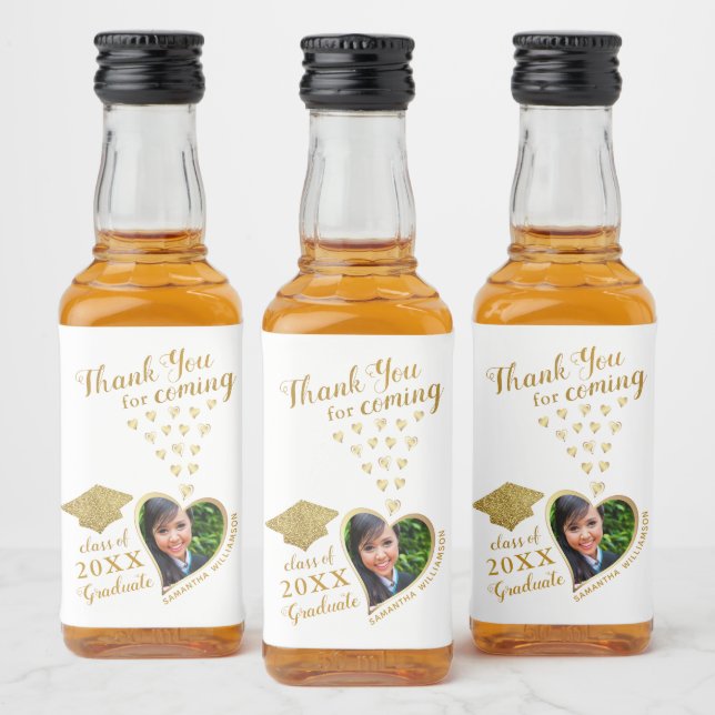 Elegant White Gold Glam Vielen Dank für den Abschl Alkoholflaschenetikett (Flaschen)