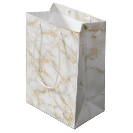 Elegant White & Gold Marble Gift Bag Mittlere Geschenktüte