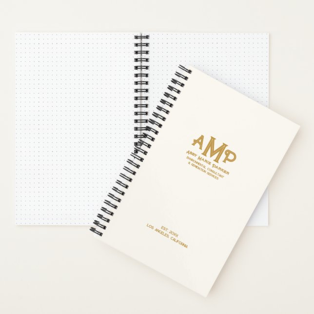 Elegant White Gold Monogram Bullet Page Journal Notizbuch (Innen)