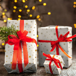 Elegant White Gold Silver Weihnachtsstern Geschenkpapier Set