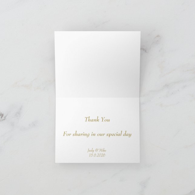 Elegant White  & Gold Than You card Dankeskarte (Innenseite)