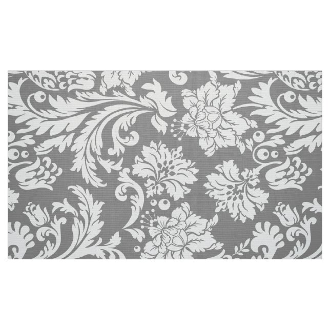 Elegant White & Gray Floral Damasks Stoff (Fat Quarter (45,7 x 55,9 cm))