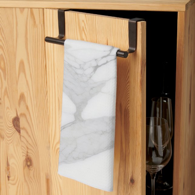 Elegant White Gray Personalized Marble Texture  Geschirrtuch (Drittel gefaltet)