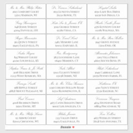 Elegant White Gray Script 24 Wedding Guest Address Aufkleber