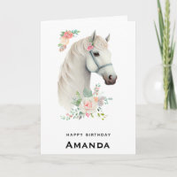 Elegant White Horse Boho Floral Geburtstag